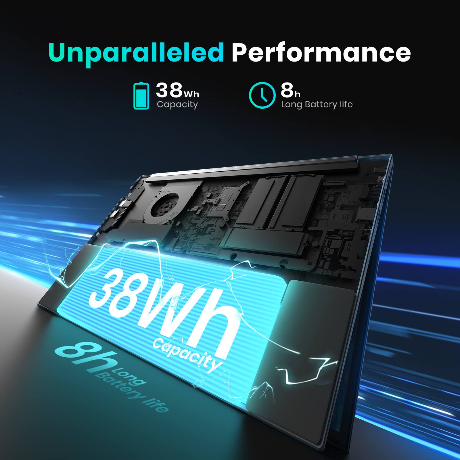 Unparalleled Performance  
38Wh Capacity  
8h Long Battery Life