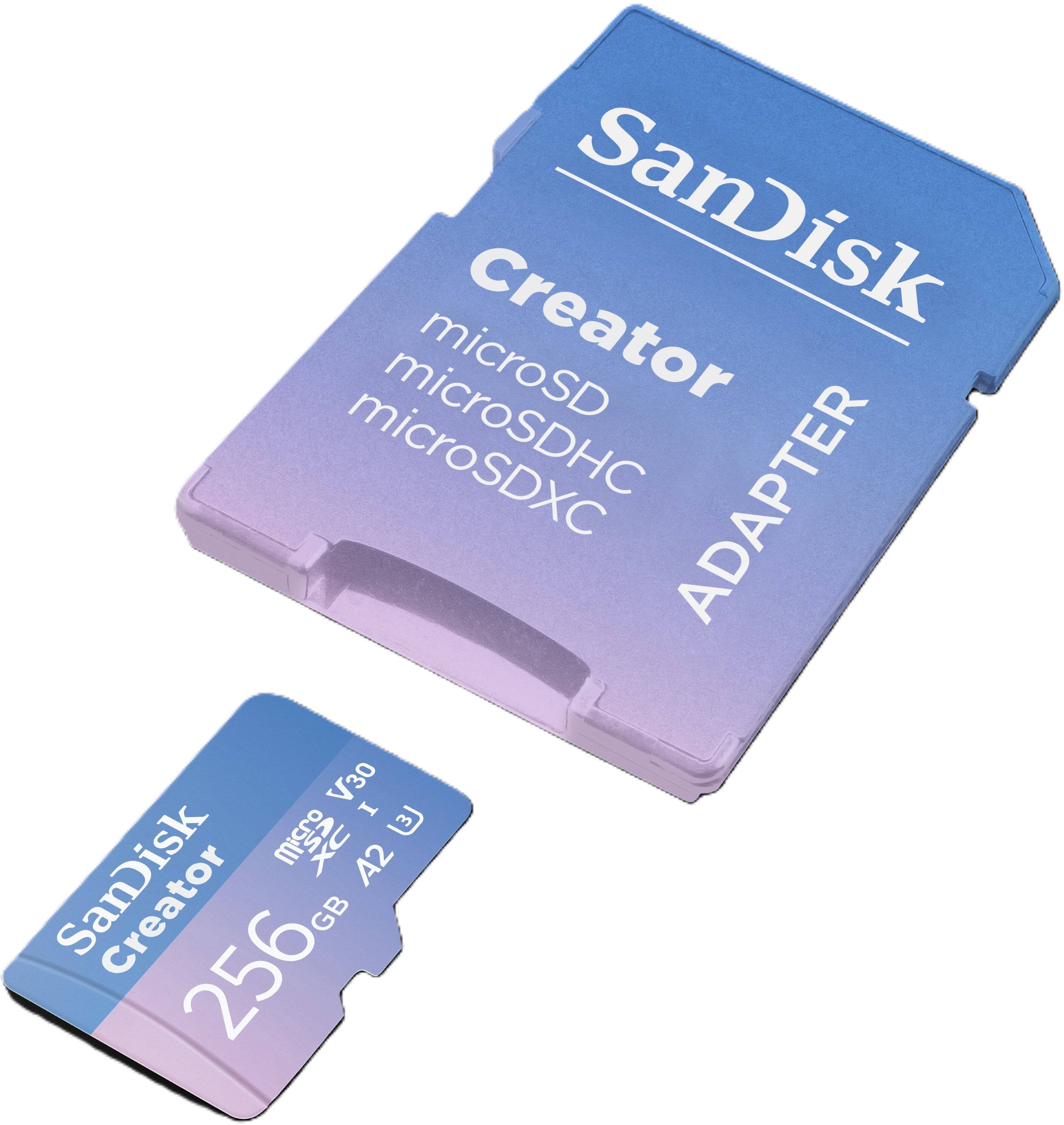 SanDisk Creator microSDHC microSDXC ADAPTER  
256 GB  
V30 A2