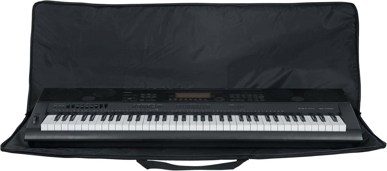 Back. Gator - Economy 76-Key Keyboard Gig Bag, Lightweight Envelope-Style Design, Water-Resistant Nylon Exterior & Foam Padding - Black.