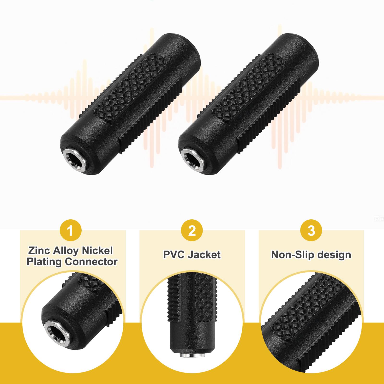 1. Zinc Alloy Nickel Plating Connector  
2. PVC Jacket  
3. Non-Slip design