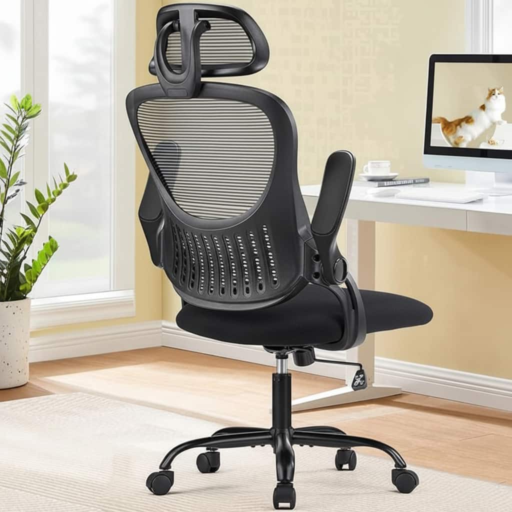 AOITUN - Ergonomic Office Chair with Lumbar Support, High Back Mesh Chair for Home Office - Black