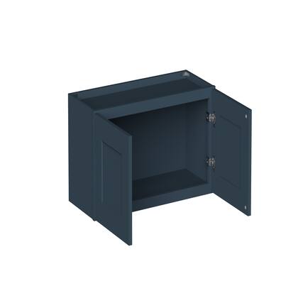 Front. Boyel Living - 30-in W x 15-in H x 12-in D Shaker RTA Kitchen Wall Cabinet with Soft-Close - Charcoal Blue.
