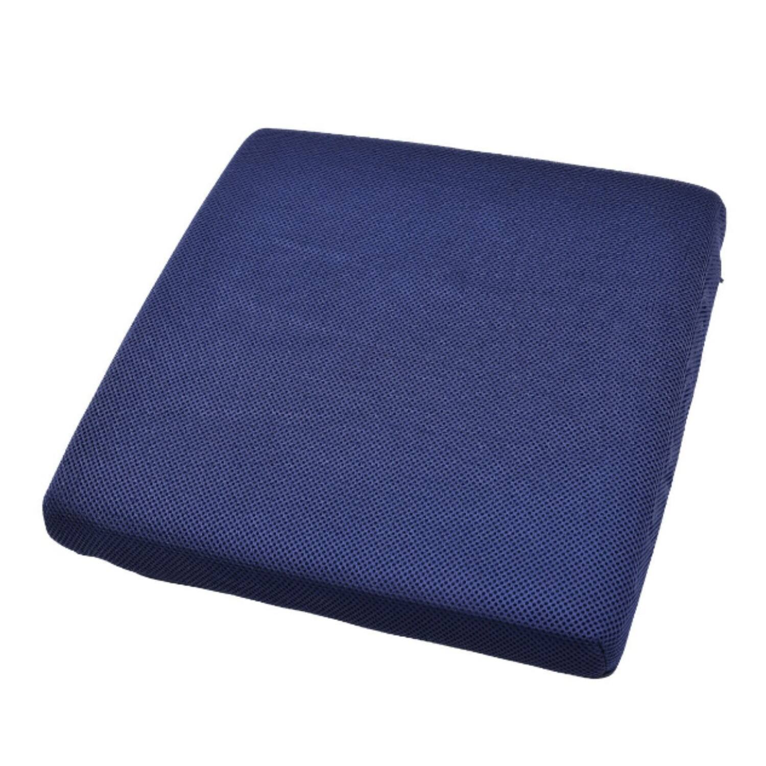 Front. KERDOM - 2 inches Thick 32D Memory Foam Wheelchair Seat Cushion - 17"×17"×2", Pressure Relief, Electric Wheelchair Accessories - Navy Blue.