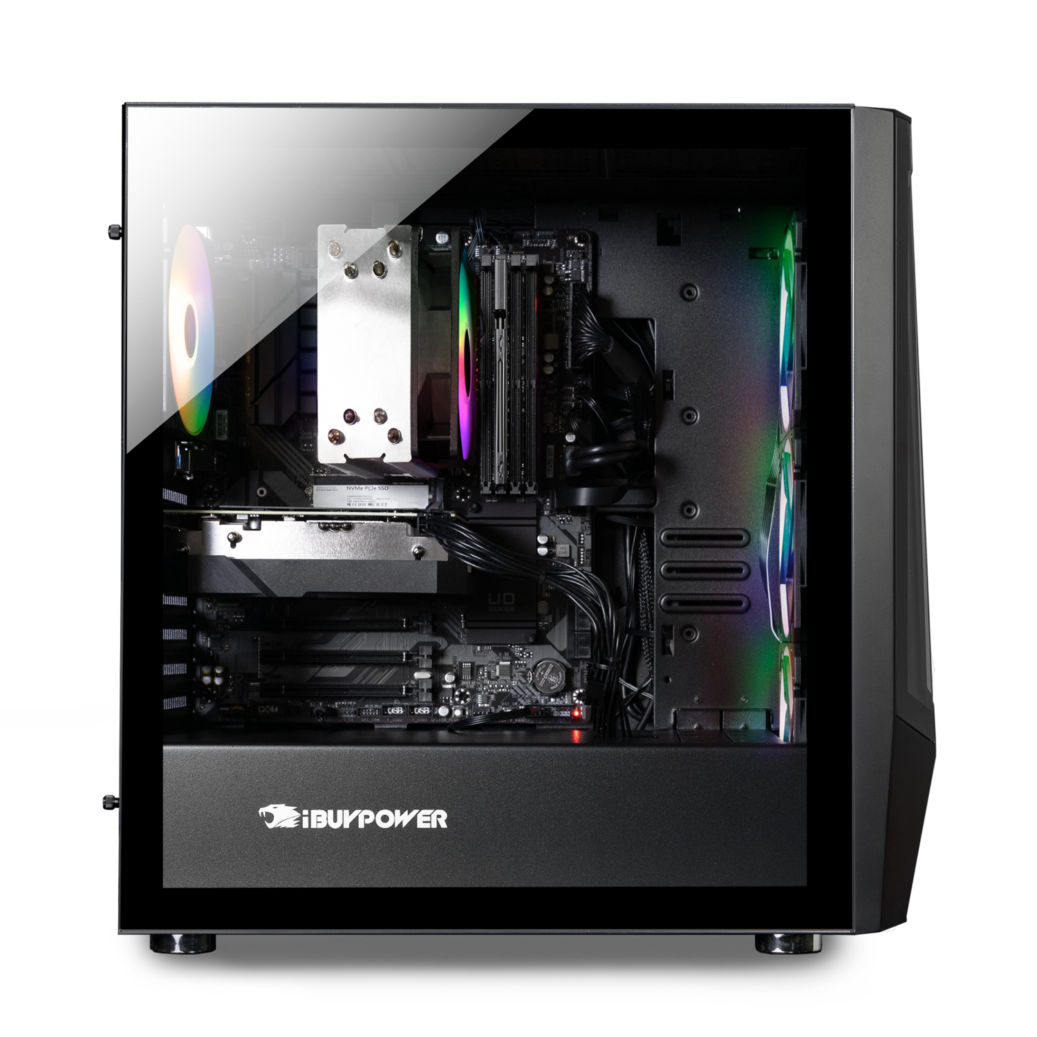 Left. iBUYPOWER - Trace Mesh Gaming Desktop - AMD Ryzen 5 5500, NVIDIA GeForce RTX 5050 8GB, 16GB DDR4 Non-RGB RAM, 1TB SSD _TMA5N5501 - Black.