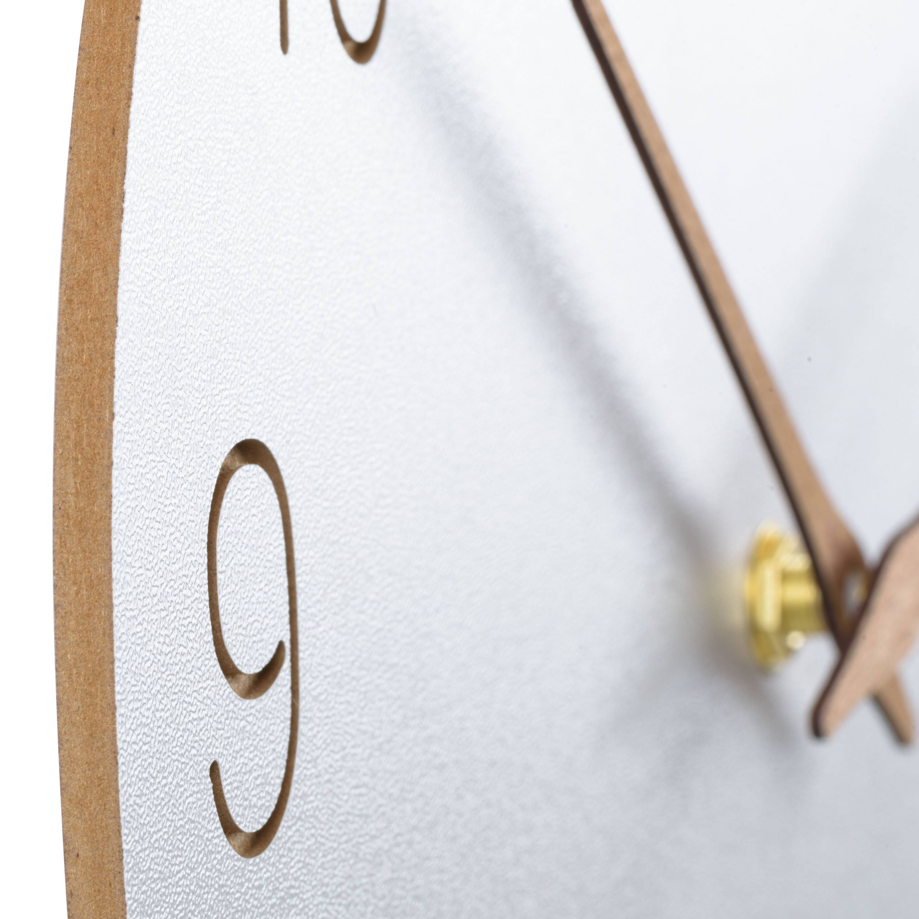 Angle. La Crosse Clock Co. - 12 inch Sierra Wood Analog Quartz Wall Clock - White/Brown.