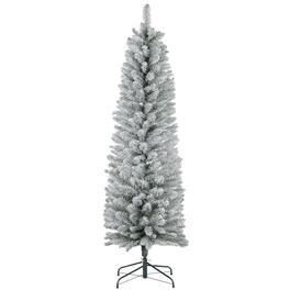 Homcom - Artificial Christmas Tree, Snow Flocked Branches, Metal Base - Green