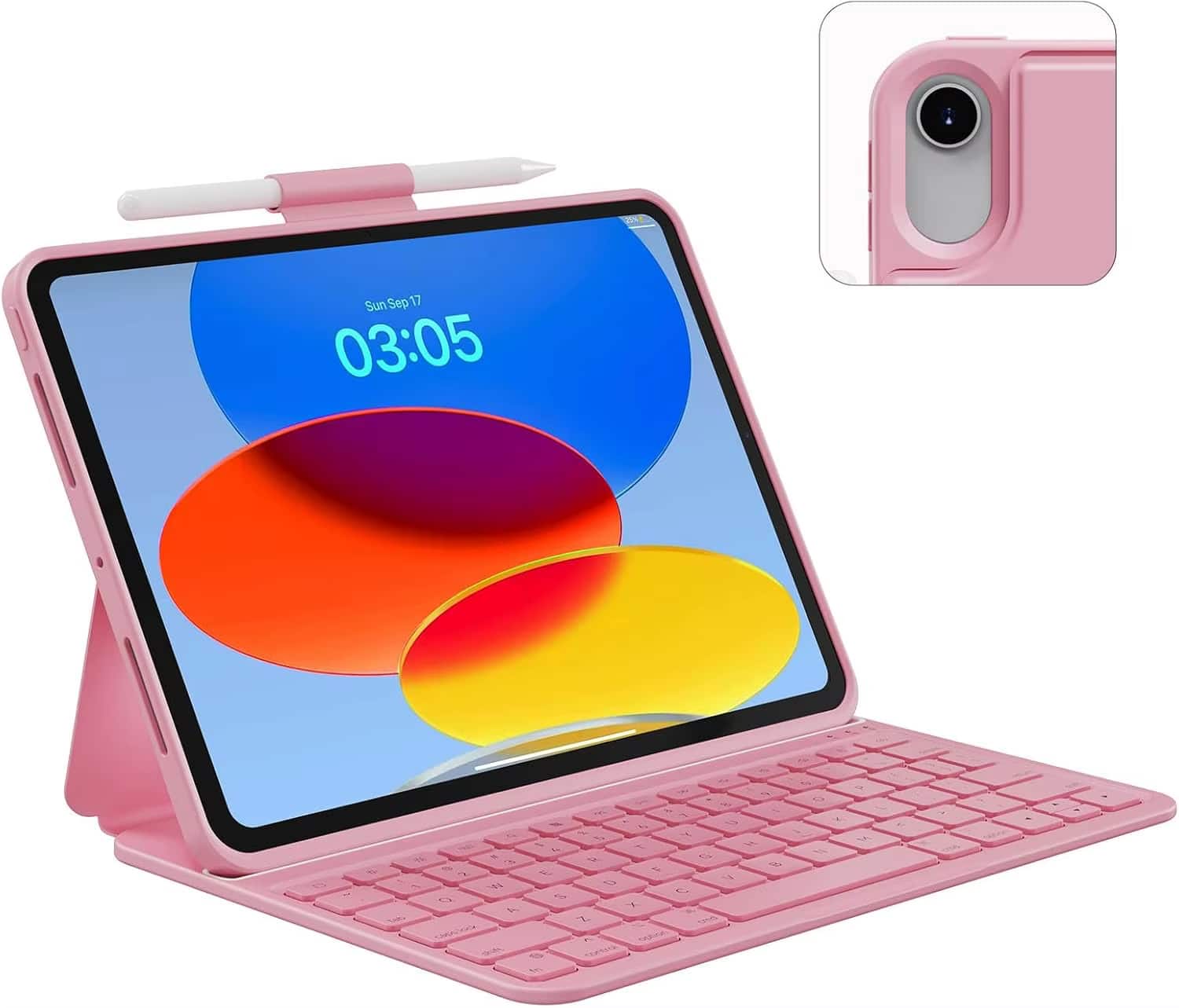Luckbyte - Magnetic Wireless Keyboard Case for iPad 11th Gen (2025) & 10th Gen 10.9", Slim Bluetooth Folio with Pencil Holder - Pink