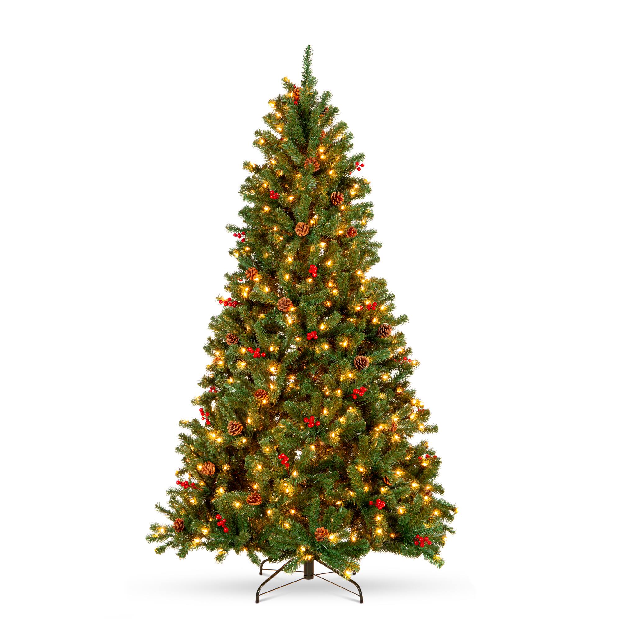 Front. Best Choice Products - Pre-Lit Pre-Decorated Spruce Christmas Tree w/ Pine Cones, Berries - Green Spruce.