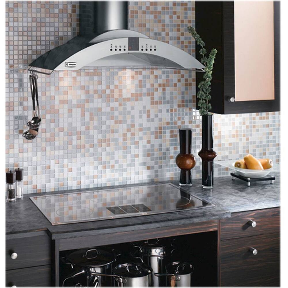 Left. Monogram - 36" Convertible Range Hood - Stainless steel.