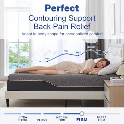 Dyonery 12 Inch Extra Firm Memory Foam Mattress with Ice Silk Cover, Luxury Cooling Gel Bed Mattresses Gray