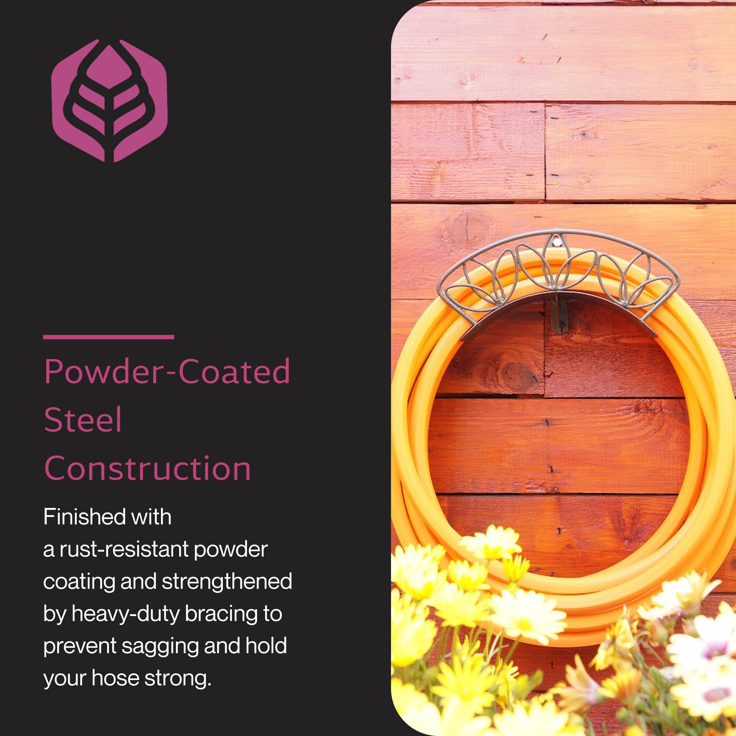 Powder-Coated Steel Construction  
Finished with a rust-resistant powder coating and strengthened by heavy-duty bracing to prevent sagging and hold your hose strong.