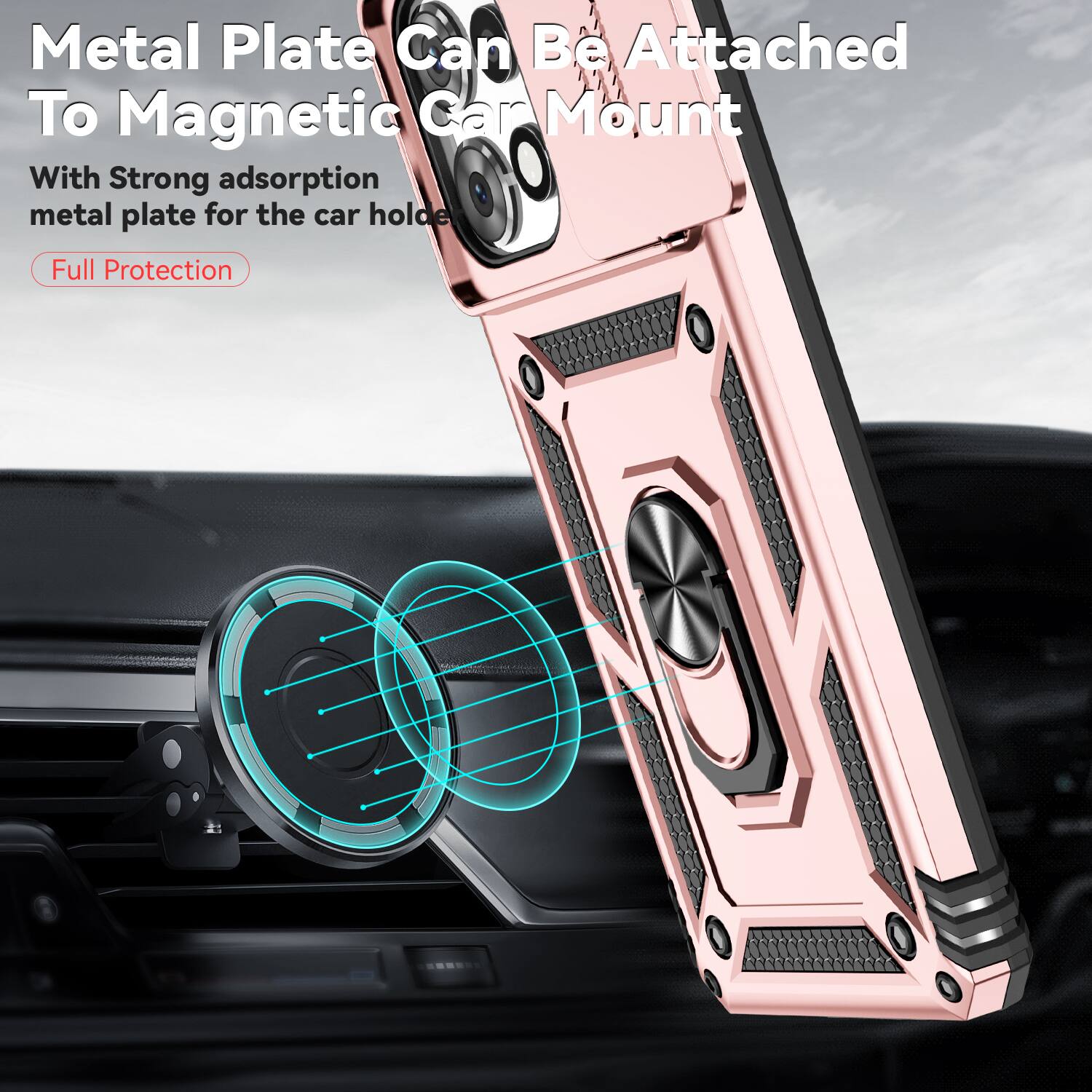Metal Plate Can Be Attached To Magnetic Car Mount

With Strong adsorption metal plate for the car holder

Full Protection