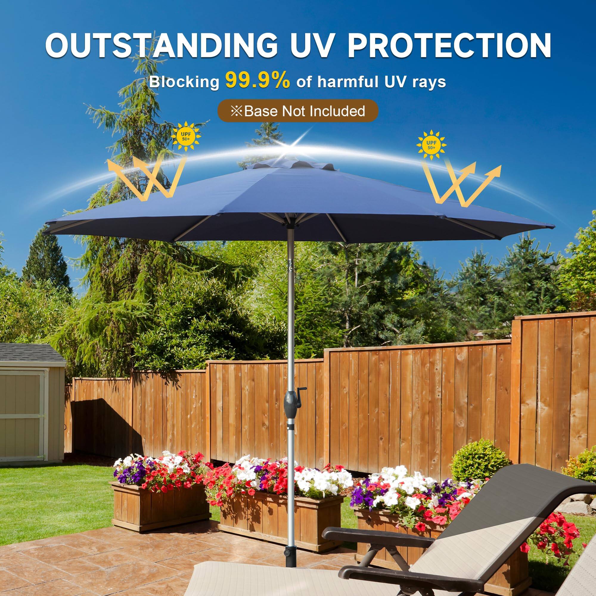 OUTSTANDING UV PROTECTION  
Blocking 99.9% of harmful UV rays  
Base Not Included  

UPF