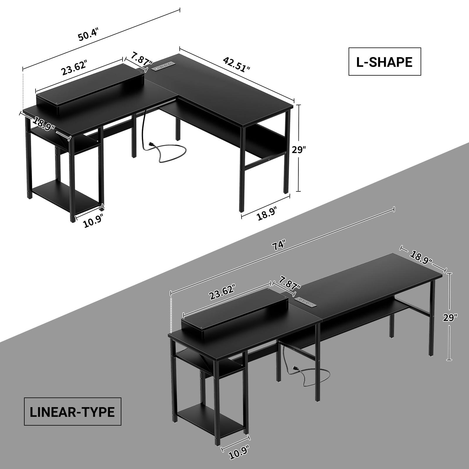 50.4" 23.62" 7.87" 42.51" L-SHAPE 18.9" 29" 10.9" 23.62" 18.9" 74" 7.87" 18.9" 29" LINEAR-TYPE 10.9"