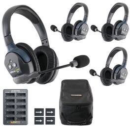 Eartec - UL4D Ultralite Full Duplex Wireless Headset Communication for 4 Users - 4 Dual Ear Headsets