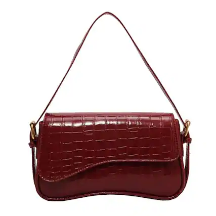 Front. Vulpecula Spade - Small Shoulder Bag for Women Clutch Hobo Purse with Zipper Crossbody Purse Retro Vegan Leather Tote Handbag - Alligator Red.