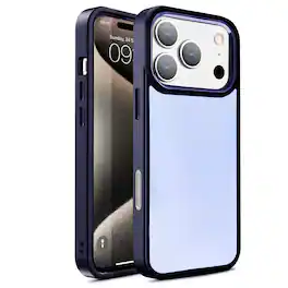 Entronix - Translucent Frosted Matte Case for iPhone 17 Pro with Screen Protection - Navy Blue