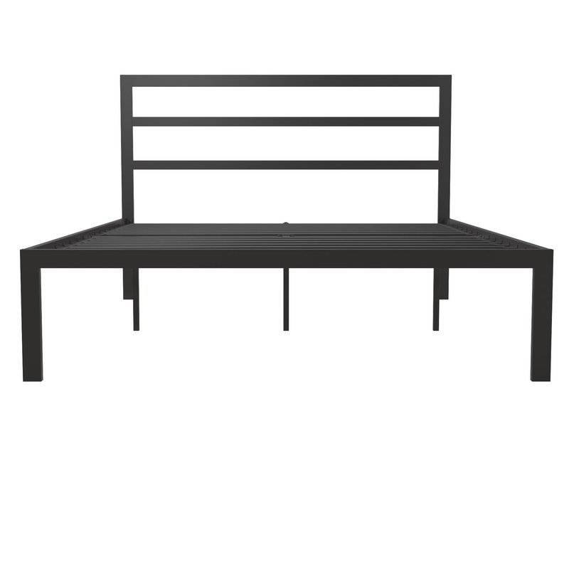 Angle. Hivvago - Hivvago Queen Metal Platform Bed Frame with Headboard Included - Black.