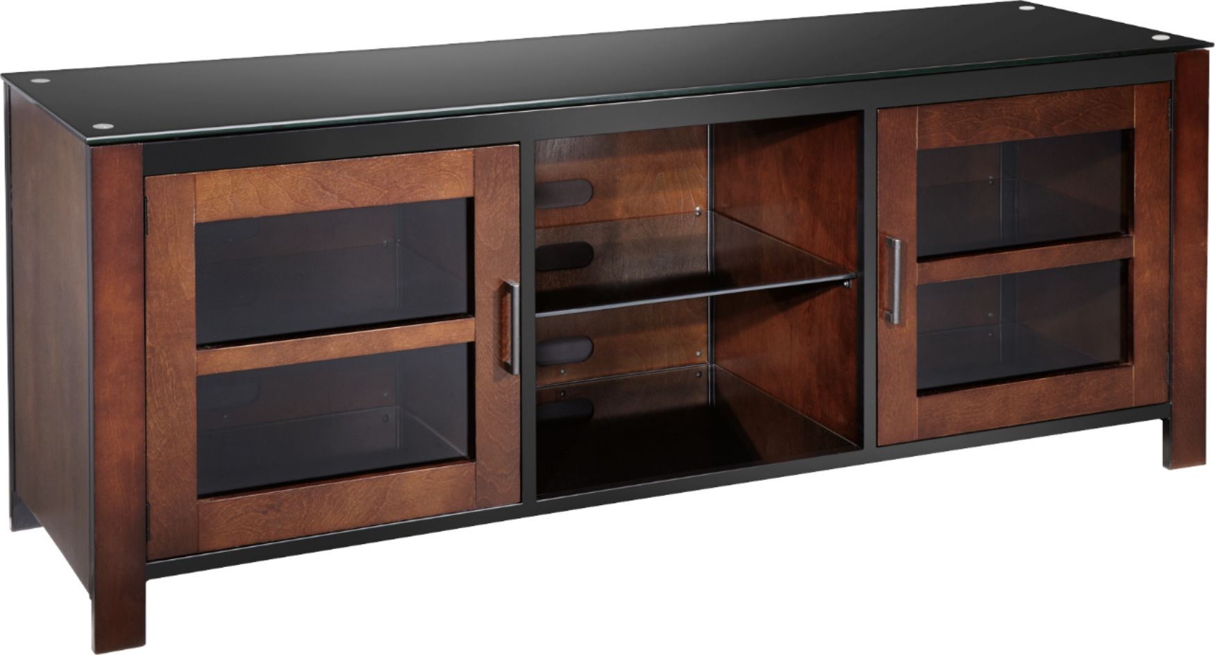 Angle View: Insignia™ - TV Stand for Most Flat-Panel TVs Up to 70" - Black/Brown