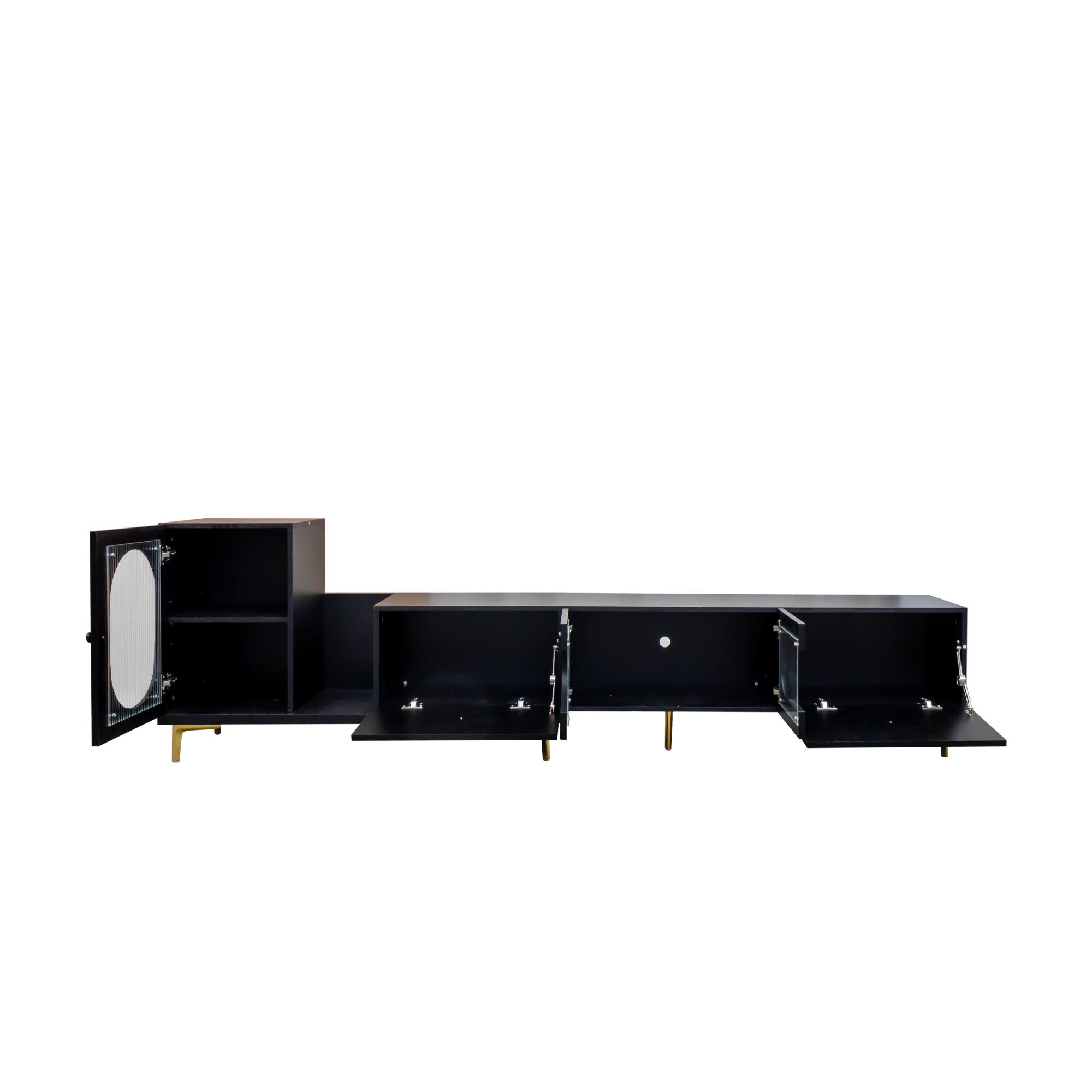 Alt View 4. GOODSILO - Extendable Rectangle TV Stand and Media Console with Adjustable Storage - Black.