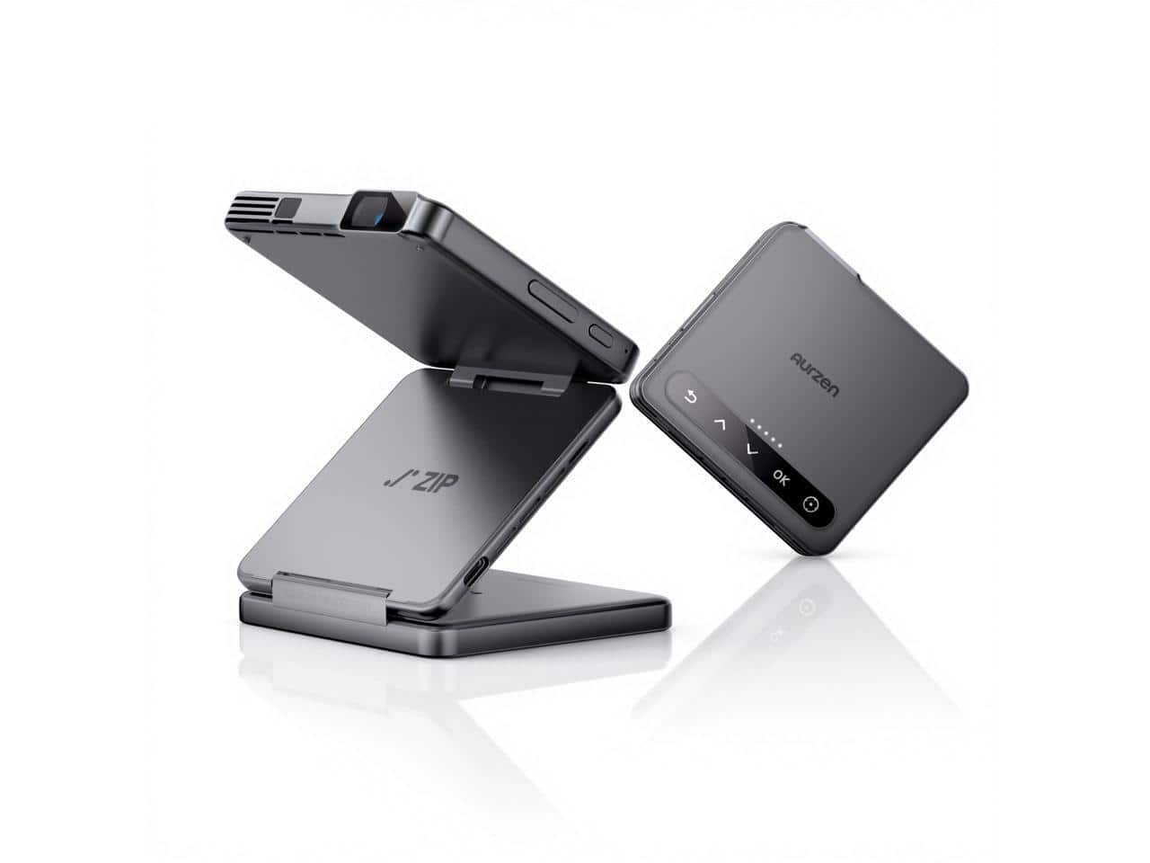 Aurzen - ZIP Tri-Fold Projector, Bluetooth 5.4, Screen Mirroring, ToF Focus, USB-C Powered, Portable Gray price history on PriceWatchPro