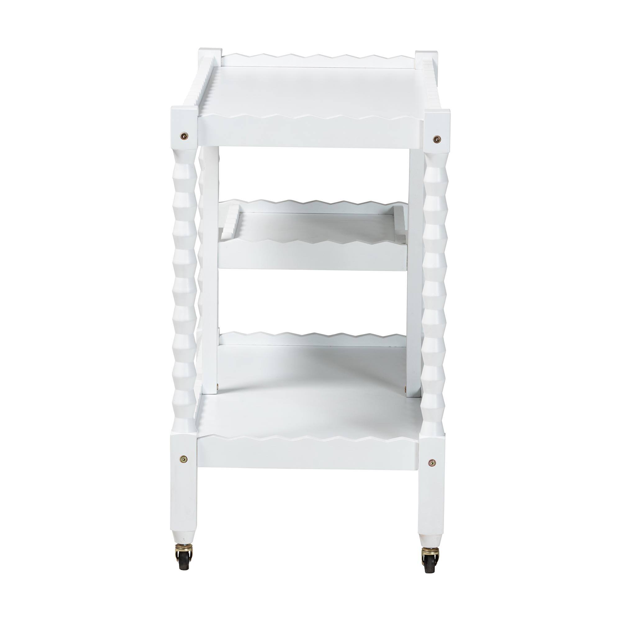 Left. Baxton Studio - Seamus 3-Tier Book Cart with Bobbin Frame - White.