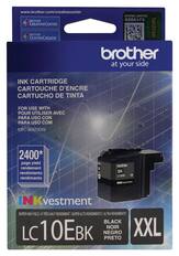 Front. Brother - LC10EBK XXL Super High-Yield INKvestment Ink Cartridge - Black - Black.
