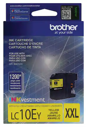 Front. Brother - LC10EY XXL Super High-Yield INKvestment Ink Cartridge - Yellow - Yellow.