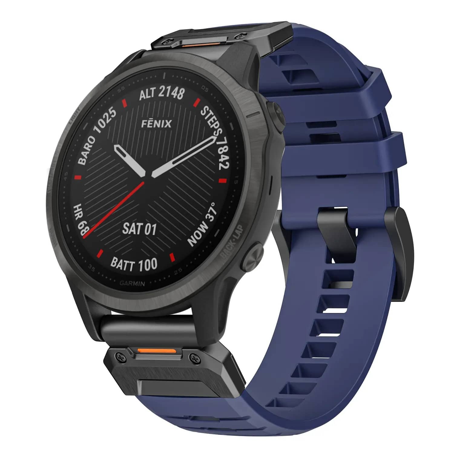 StrapsCo - Elite FKM Strap QuickFit 22 Watch Band For Garmin Fenix 6 - Midnight