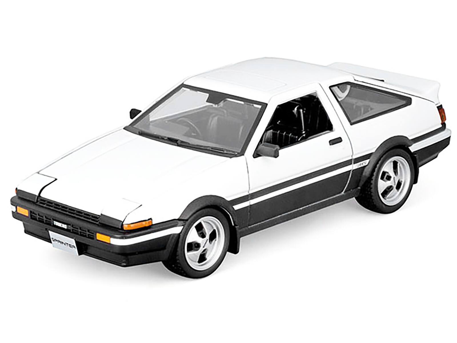 Angle. Maisto - Toyota Sprinter Trueno AE86 RHD (Right Hand Drive) White with Black Stripes "Special Edition" Series 1/24 - White with Black.