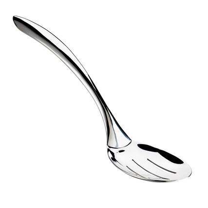 Front. Cuisipro - Stainless Steel Mini Tempo Slotted Serving Spoon - Silver.