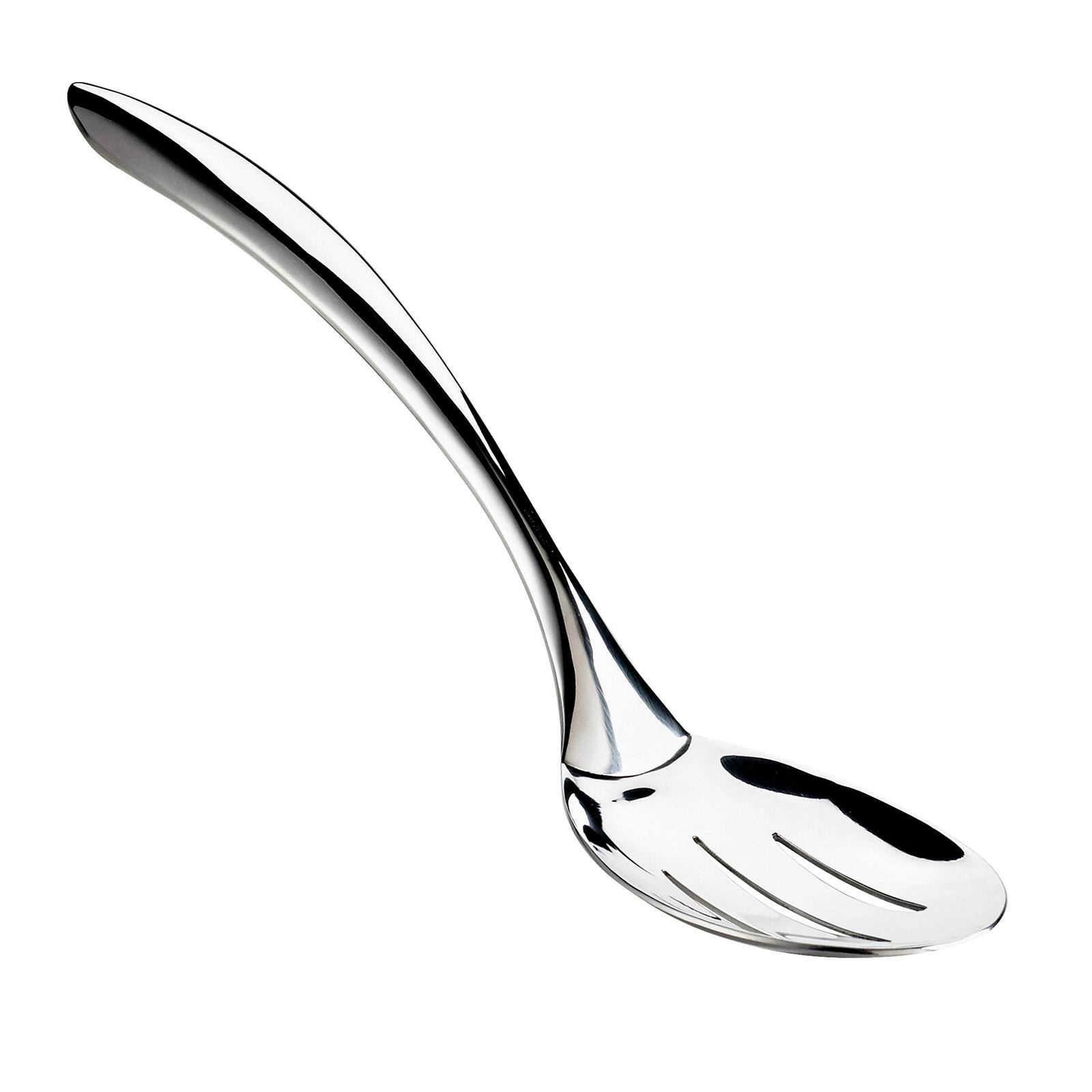 Front. Cuisipro - Stainless Steel Mini Tempo Slotted Serving Spoon - Silver.