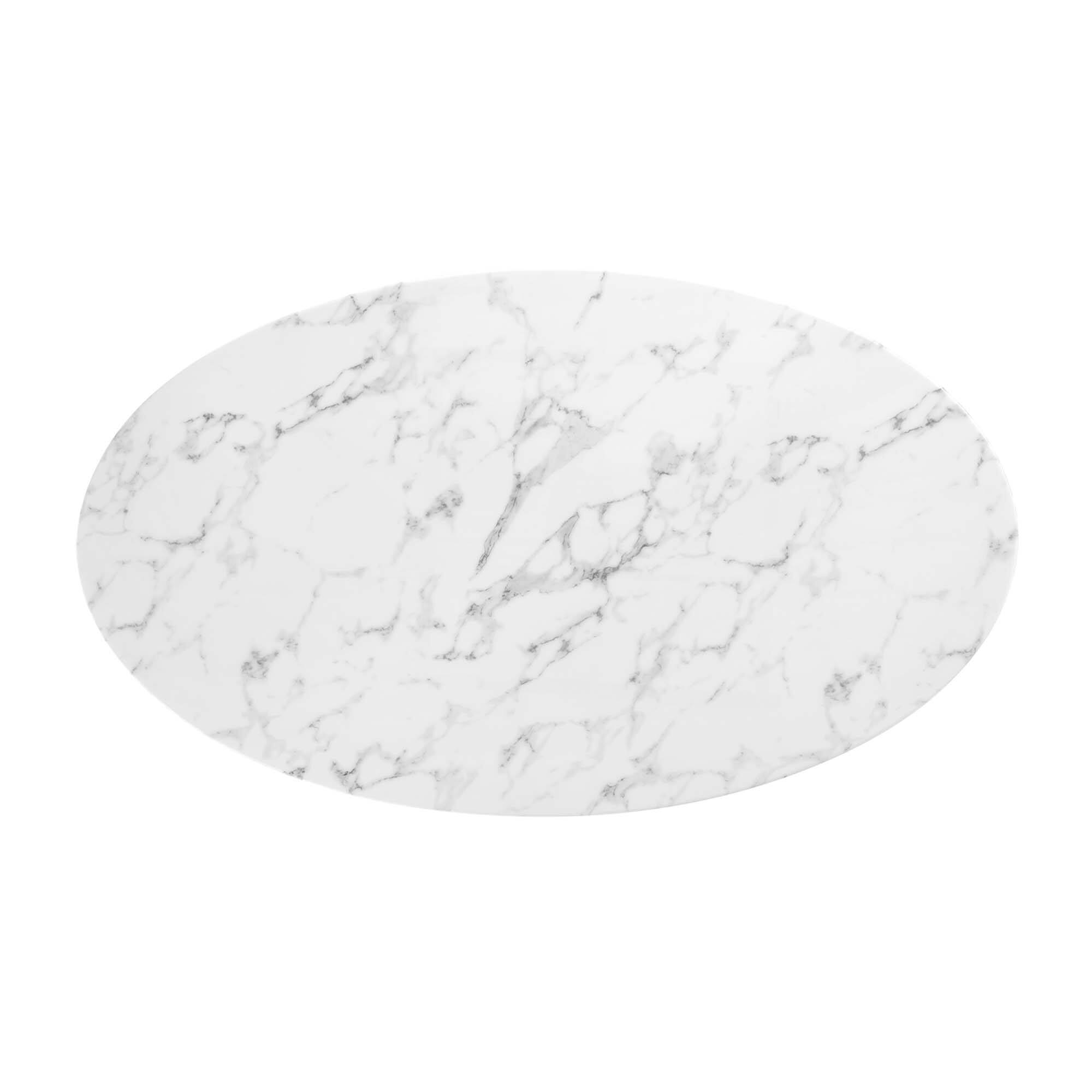 Back. Modway - Lippa 54" Oval Faux Marble Dining Table by Modway - Gold White.