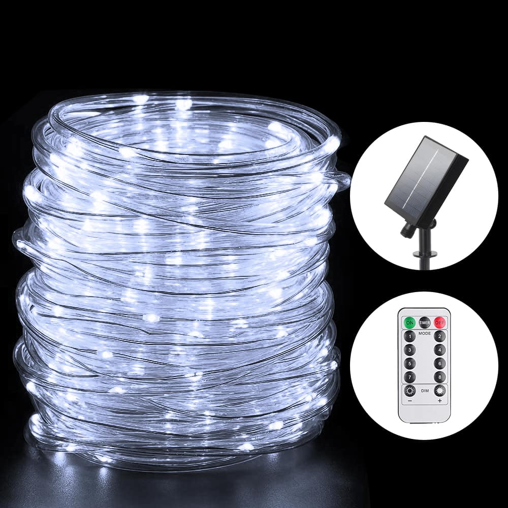 Oumilen - Solar Rope String Lights 4-Color LED with Remote Control 8 Modes Outdoor Waterproof Tube Lights