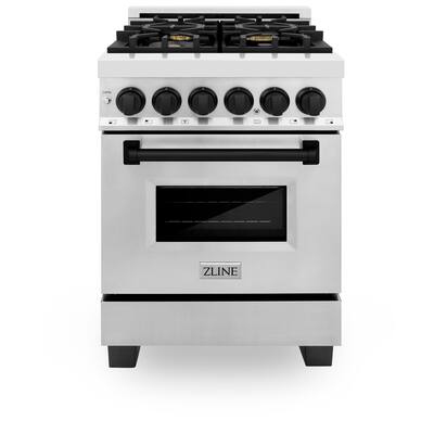 ZLINE 24 in. Wide 4 Burner Autograph Legacy Dual Fuel Range with Matte ...