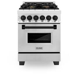 ZLINE - Autograph 24" Legacy Dual Fuel Range w/ 4 Burners & Matte Black Accents (RAZ-24-MB) - Stainless Steel/Matte Black