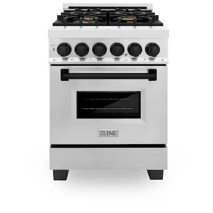 Front. ZLINE - Autograph 24" Legacy Dual Fuel Range w/ 4 Burners & Matte Black Accents (RAZ-24-MB) - Stainless Steel/Matte Black.