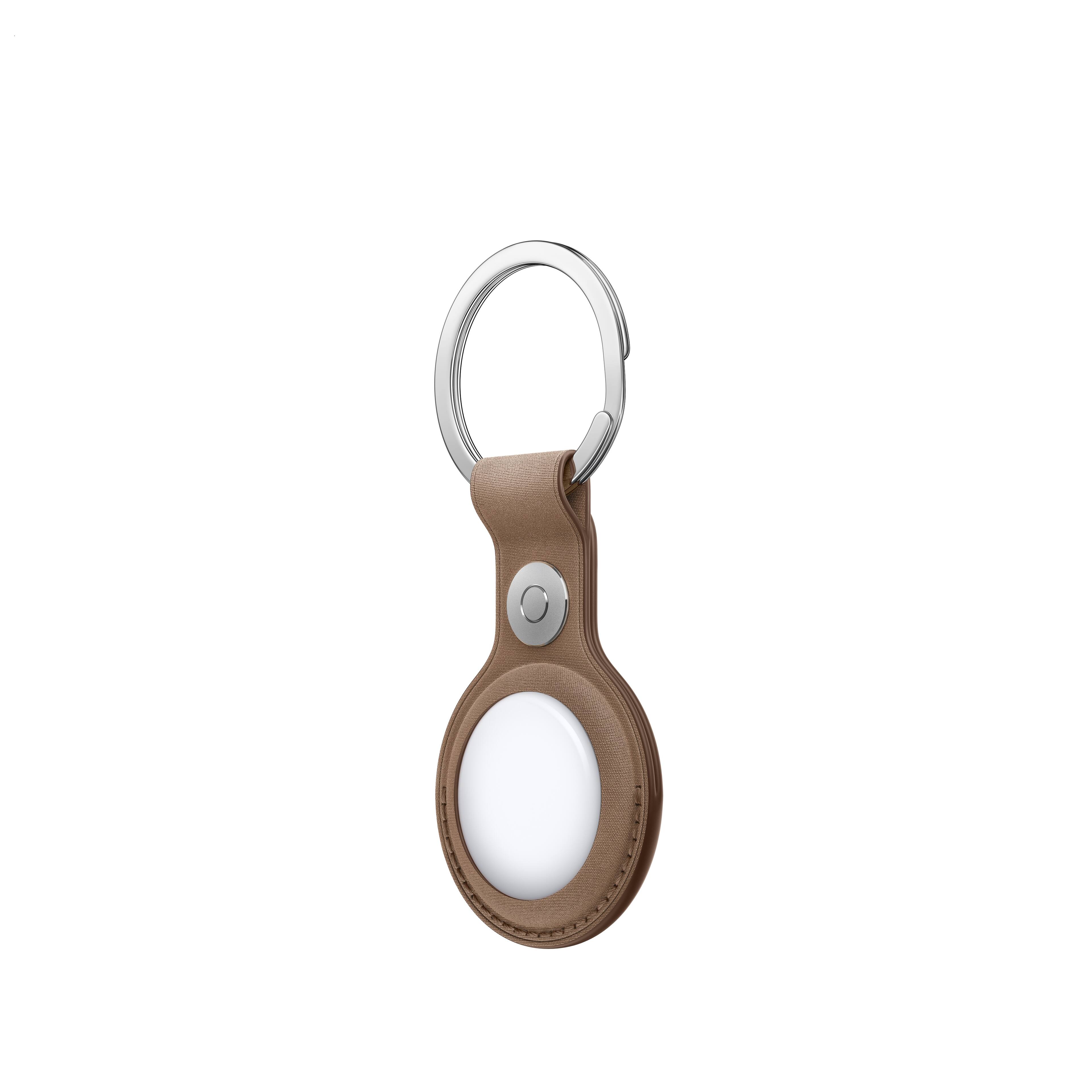 Angle. Apple - AirTag FineWoven Key Ring - Taupe.