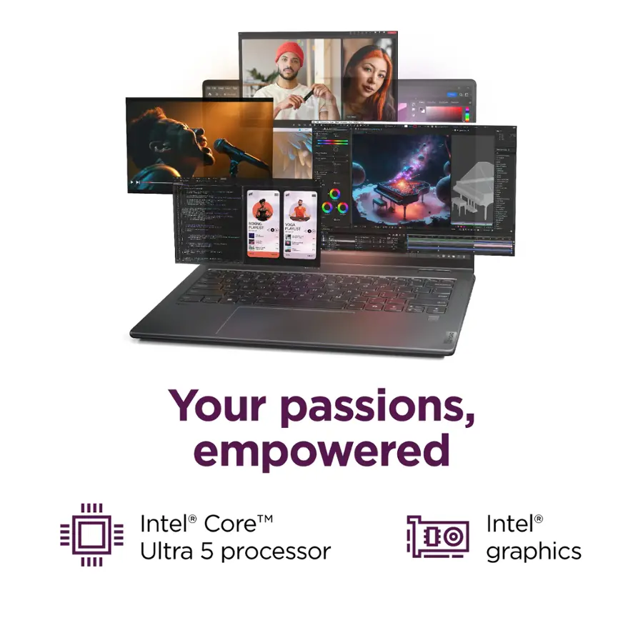 Your passions, empowered by Intel Core i7 Ultra 5 processor and Intel graphics.