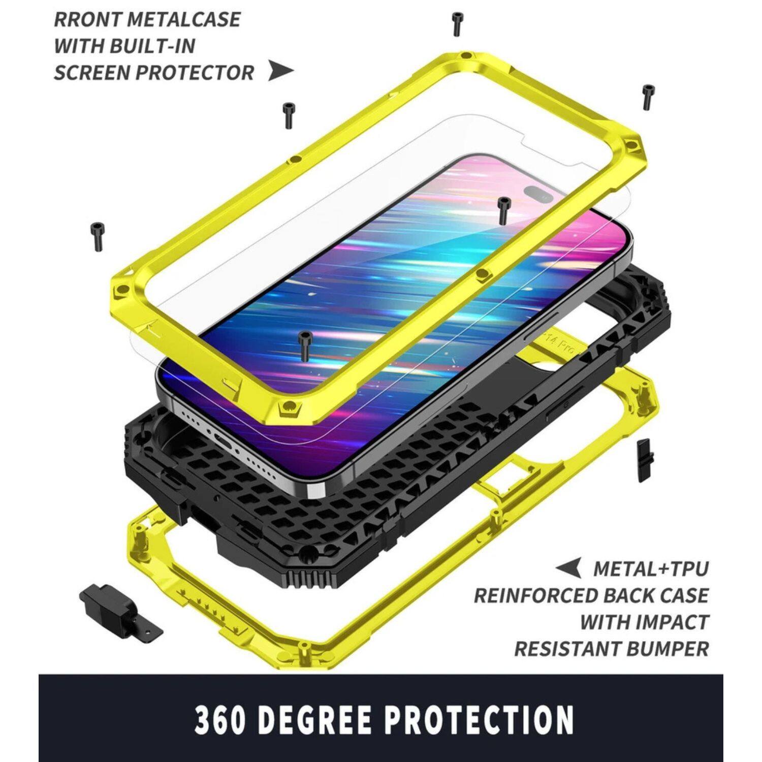 - FRONT METALCASE WITH BUILT-IN SCREEN PROTECTOR
- METAL+TPU REINFORCED BACK CASE WITH IMPACT RESISTANT BUMPER
- 360 DEGREE PROTECTION