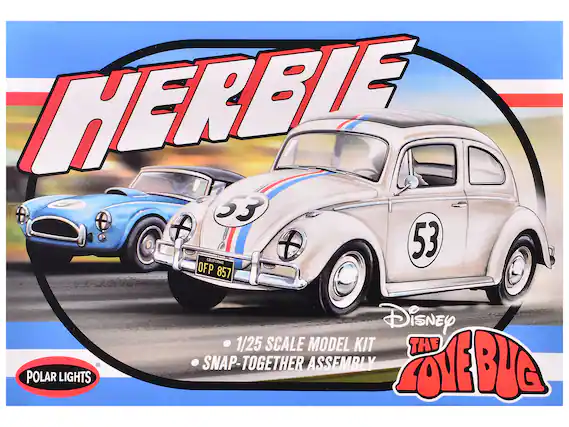 HERBIE
53
CRLIFORNG
OFP 857
POLAR LIGHTS
Disney
THE LOVE BUG
1/25 SCALE MODEL KIT
SNAP-TOGETHER ASSEMBLY