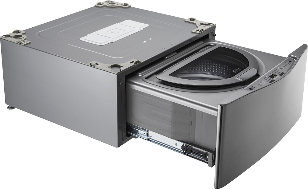 Angle View: LG - SideKick 1.0 Cu. Ft. High-Efficiency Top Load Pedestal Washer with 3-Motion Technology - Graphite Steel