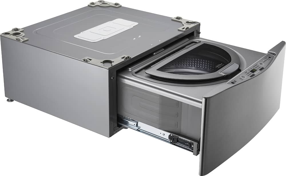 Angle. LG - SideKick 1.0 Cu. Ft. High-Efficiency Top Load Pedestal Washer with 3-Motion Technology - Graphite Steel.