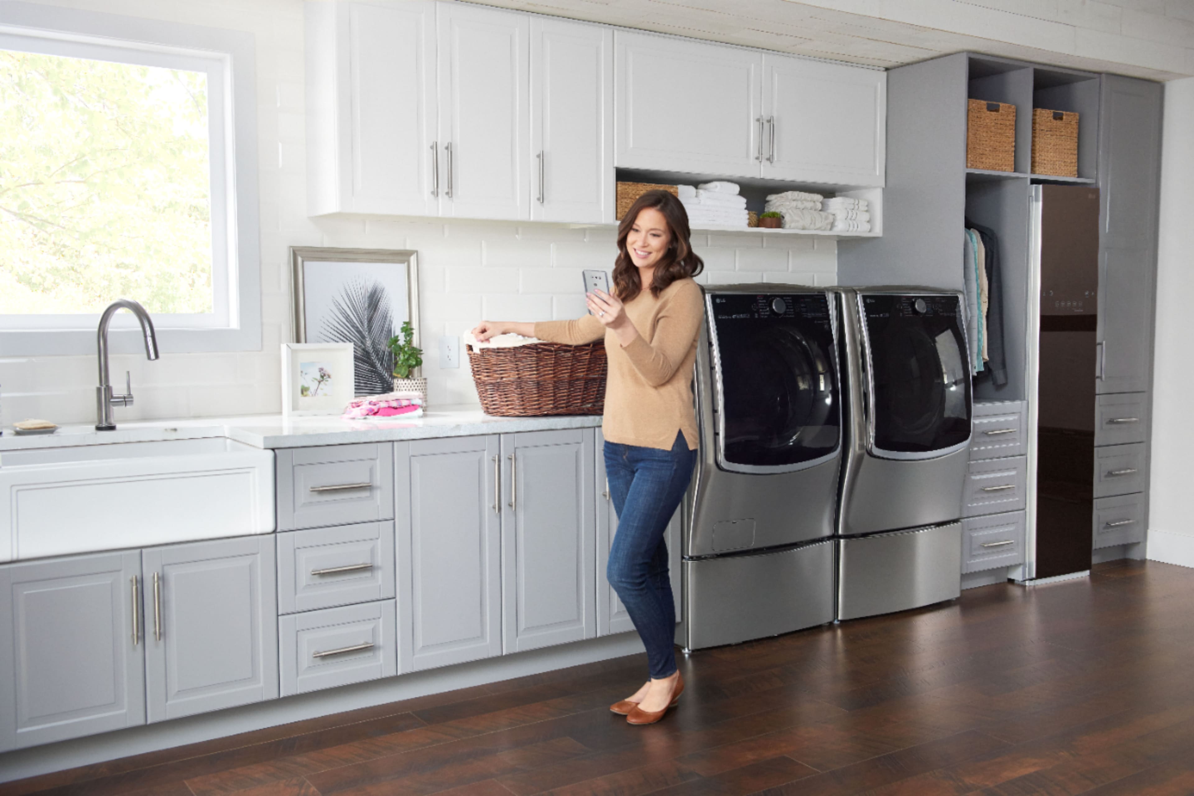 Alt View 30. LG - SideKick 1.0 Cu. Ft. High-Efficiency Top Load Pedestal Washer with 3-Motion Technology - Graphite Steel.