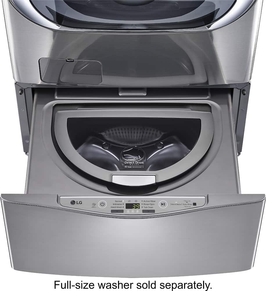 LG - STUDIO SideKick 1.0 Cu. Ft. High-Efficiency Smart Top Load Pedestal Washer with 3-Motion Technology - Graphite Steel - Front_Zoom