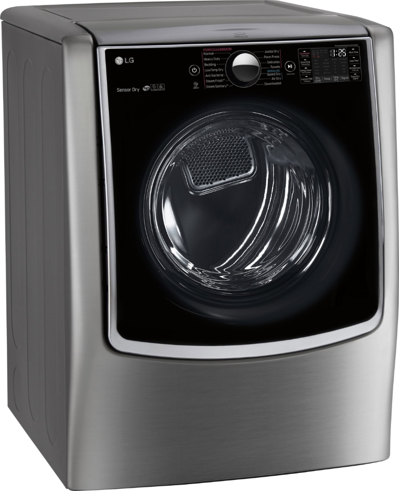 Angle View: LG - 9.0 Cu. Ft. Smart Electric Dryer with Steam and Sensor Dry - Graphite steel