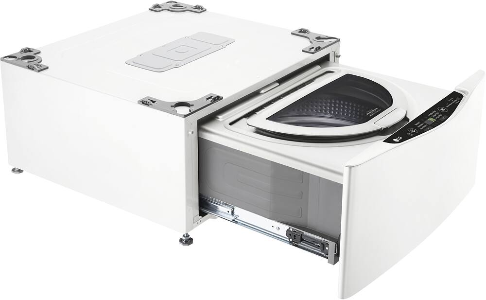 Angle. LG - SideKick 1.0 Cu. Ft. High-Efficiency Smart Top Load Pedestal Washer with 3-Motion Technology - White.