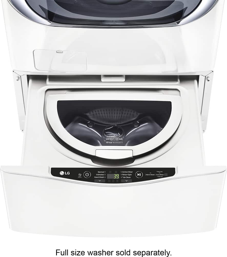 Front. LG - SideKick 1.0 Cu. Ft. High-Efficiency Smart Top Load Pedestal Washer with 3-Motion Technology - White.