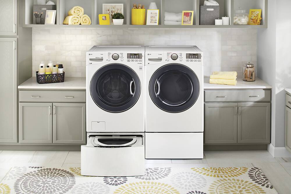 Alt View 11. LG - SideKick 1.0 Cu. Ft. High-Efficiency Smart Top Load Pedestal Washer with 3-Motion Technology - White.