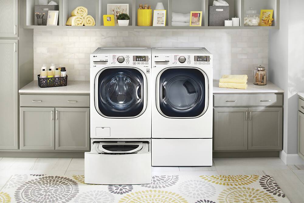 Alt View 12. LG - SideKick 1.0 Cu. Ft. High-Efficiency Smart Top Load Pedestal Washer with 3-Motion Technology - White.